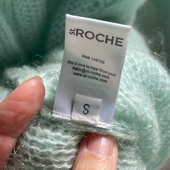 ST. ROCHE Mint Pastel Open Knit 'Whisper' Cardigan {$345} Mohair Cable Stitch Sm - Picture 9 of 9
